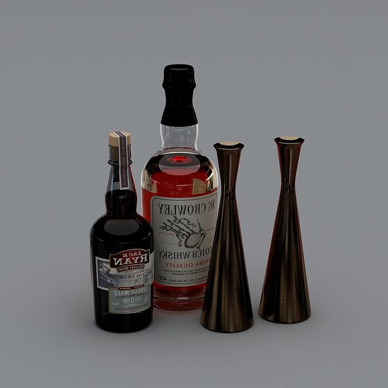 Whiskey and Vases 3D model