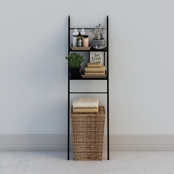 Multi-layer Wood Color Storage Rack 3D Model