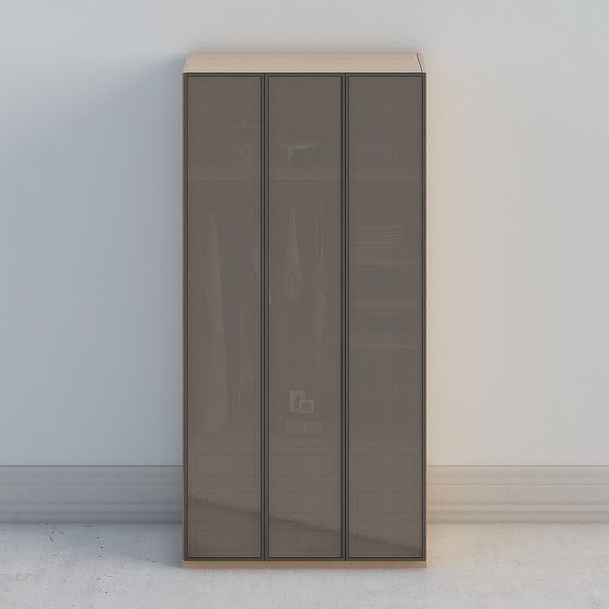 Stylish Glass Door Wardrobe 3D model