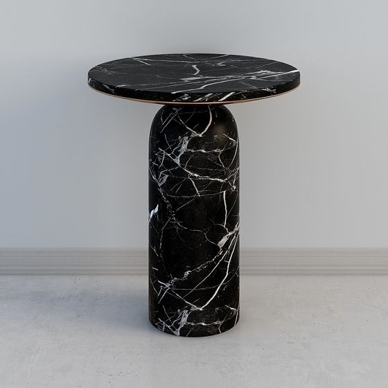 Black Gold Marble Round Table 3D model