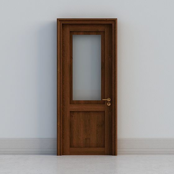 Elegant Low-Poly Wooden Door 3D model for Modern Spaces