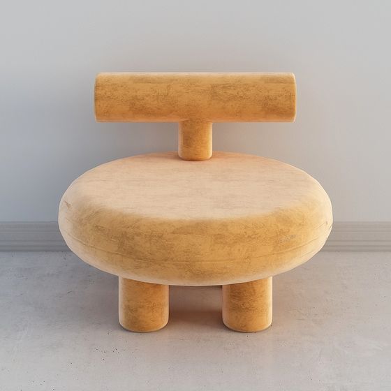 Geometric Round Stool 3D model for Modern Interiors