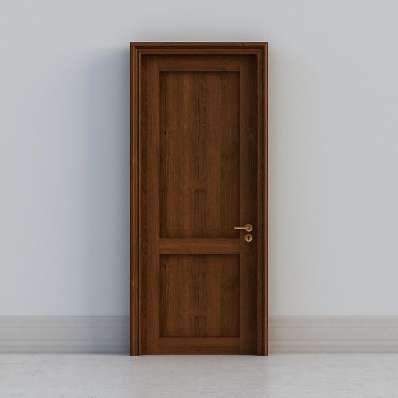 Elegant Low-Polygon Wooden Door 3D model