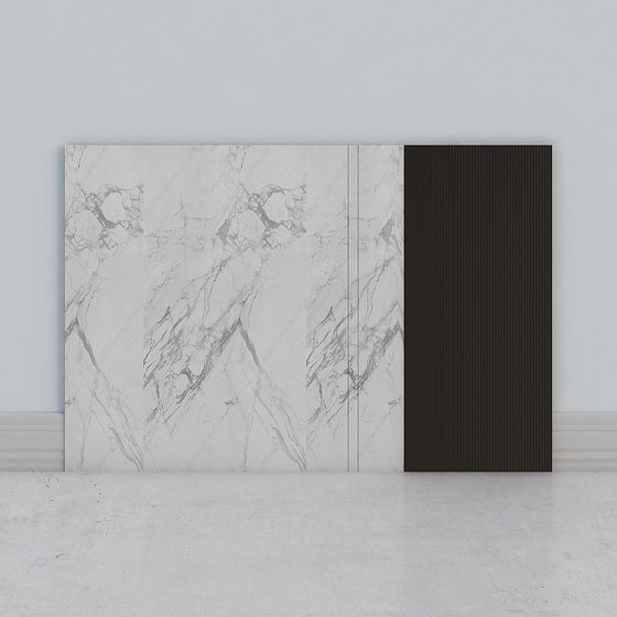 Stylish Marble and Wood Panel 3D model for Modern Spaces