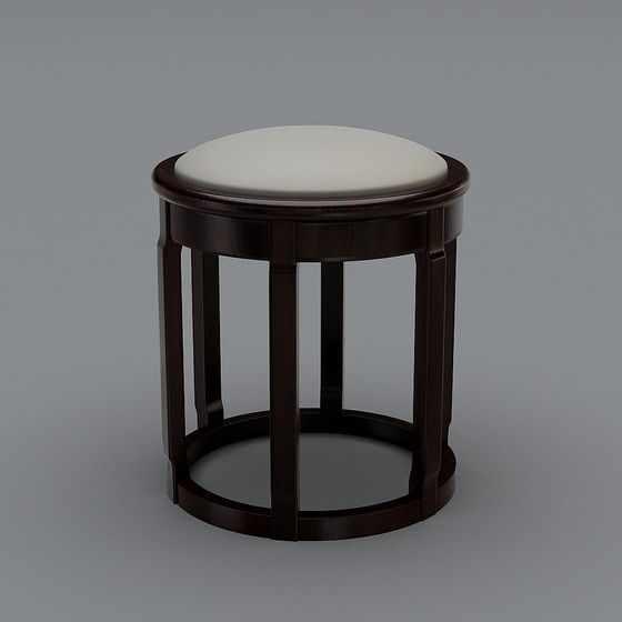 Charming Brown Round Stool 3D Model for Cozy Interiors