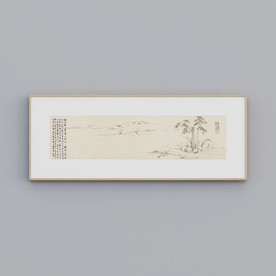 Serene Ink Landscape 3D model for Cultural Aesthetics