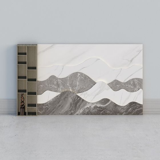 Mountain and River Scroll Low-Poly High-Detail 3D model