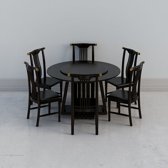 Chic Round Table and Chair Set 3D model for Contemporary Spaces