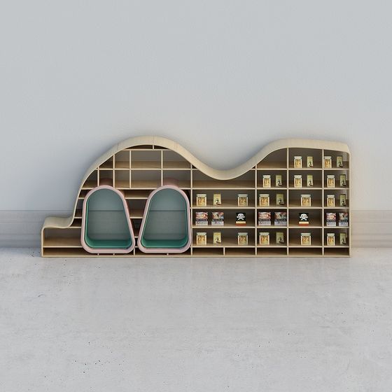 Stylish Wavy Bookshelf 3D model for Contemporary Spaces
