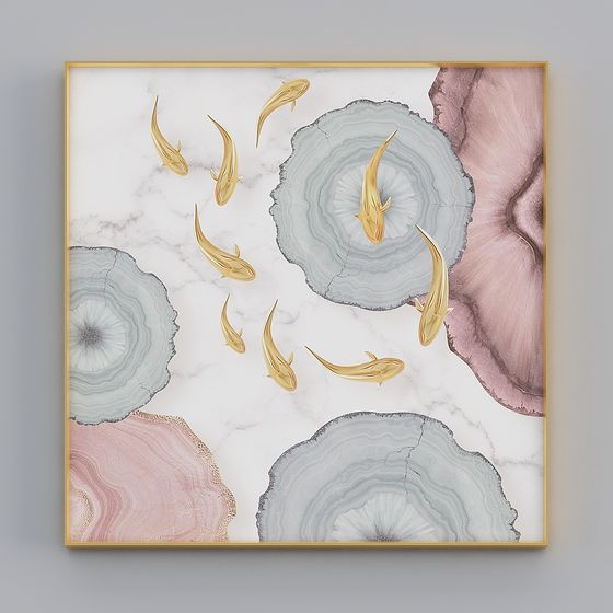 Tri ân đầy nhà có tranh - tranh trang trí phòng khách hiện đại - tranh đơn - cá bơi sôi E