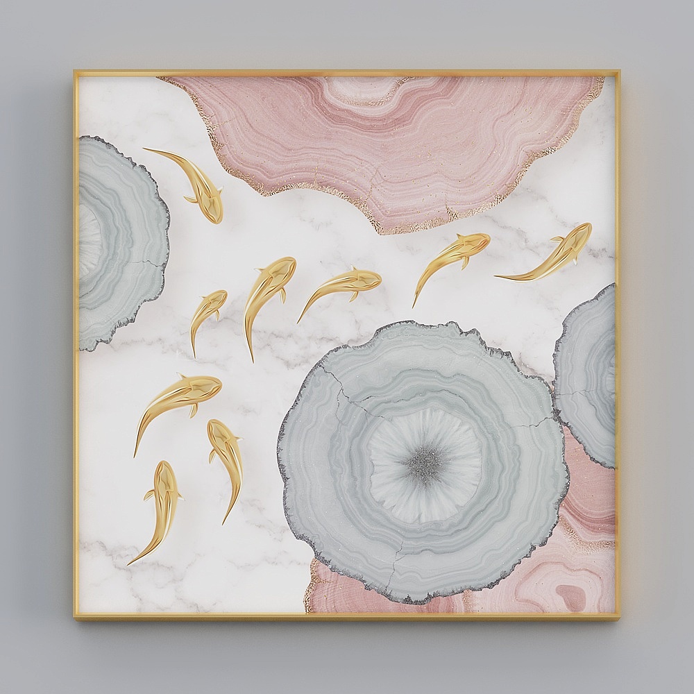 Courtesy full house with painting - modern living room decoration painting - single - fish swimming boiling Ding D