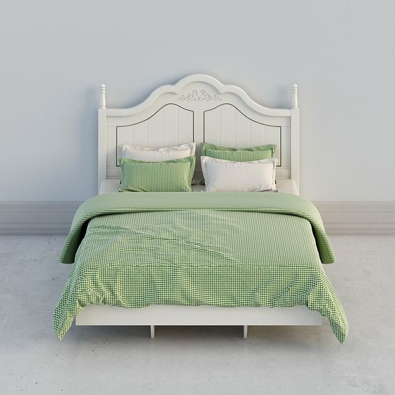 Minimalist Double Bed 3D Model for Tranquil Interiors