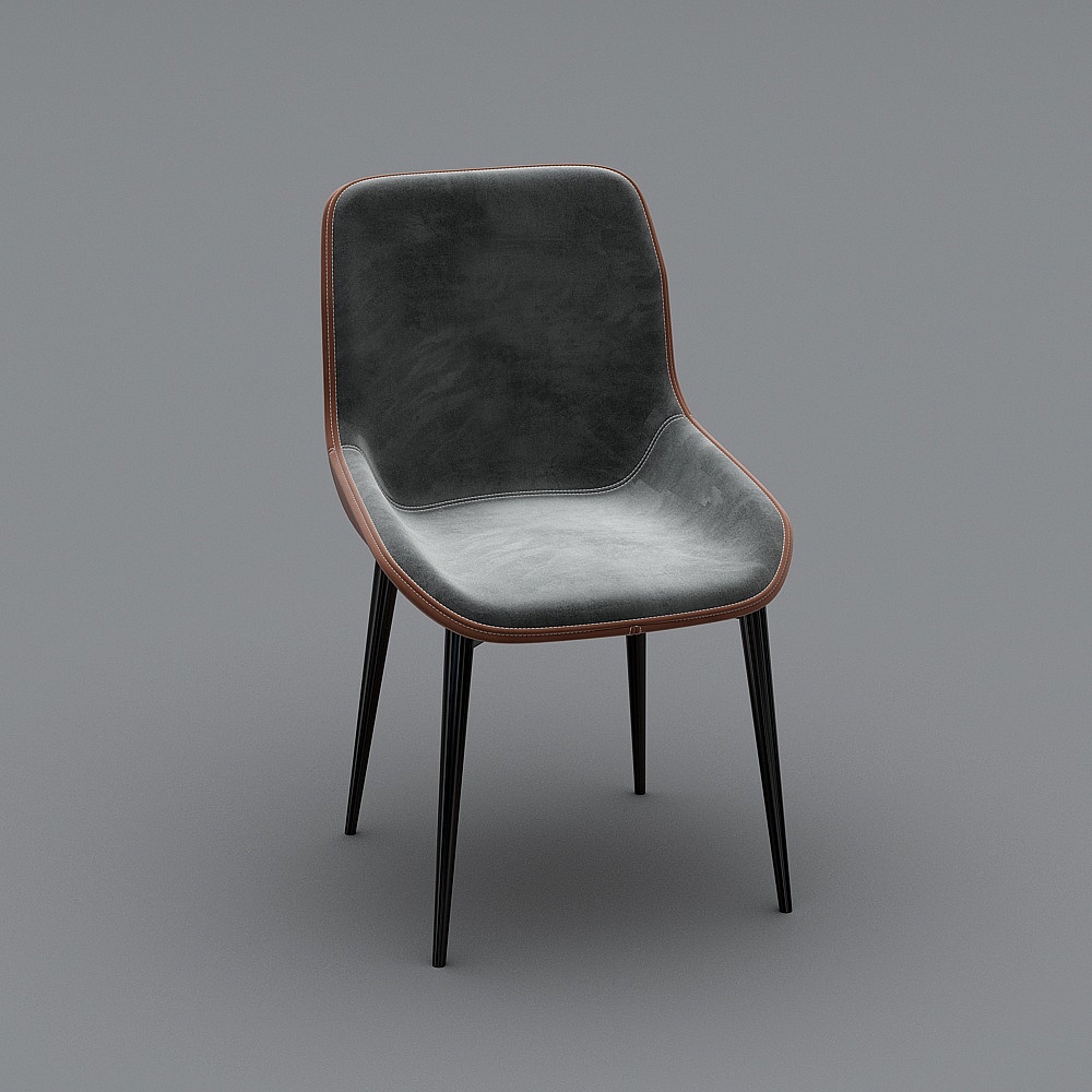 Elegant Grey and Brown Armchair 3D model