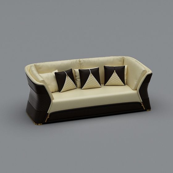 Elegant Low-Polygon Sofa 3D model for Modern Interiors
