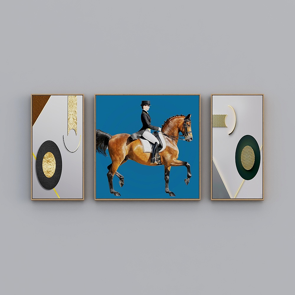 Courtesy full house with painting - modern living room decorative painting - living room triple - equestrian knight T