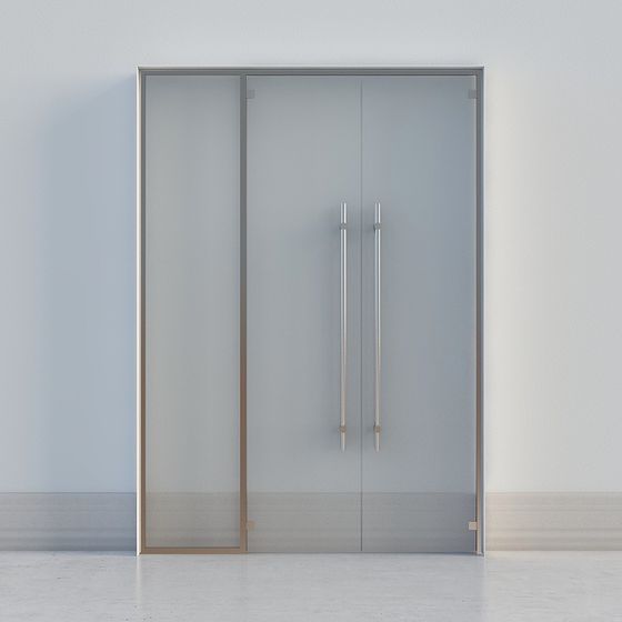 Modern Minimalist Glass Sliding Door 3D Model