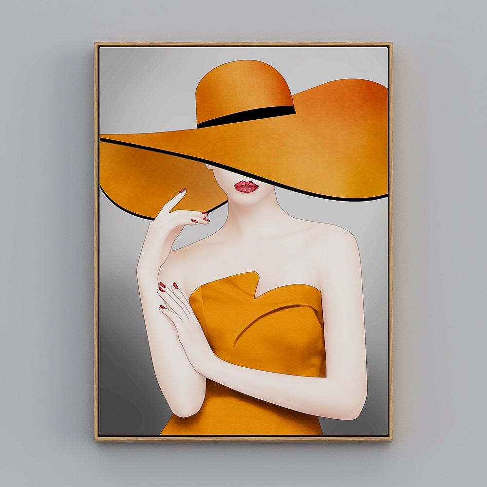 Courtesy full house with painting - modern living room decoration painting - living room entrance single - flame red lip J-Y