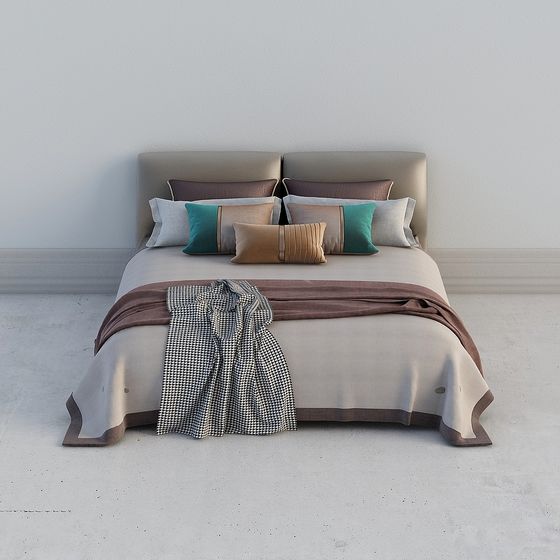 Modern Minimalist Bed 3D model Design