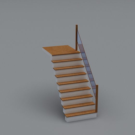 Elegant Low-Polygon Floating Staircase 3D model