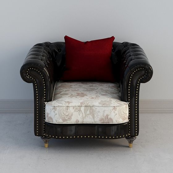 Stylish Classic Leather Armchair 3D model for Interior Design