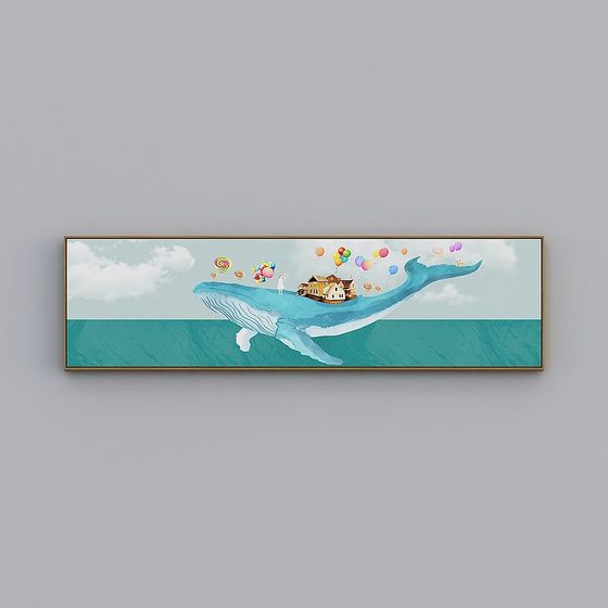 Whimsical Whale with Cozy House 3D model