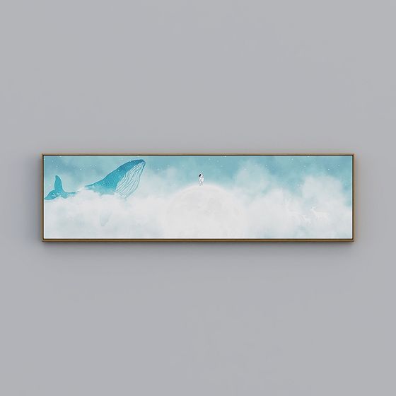 Dreamy Blue Whale in Cloudscape 3D model