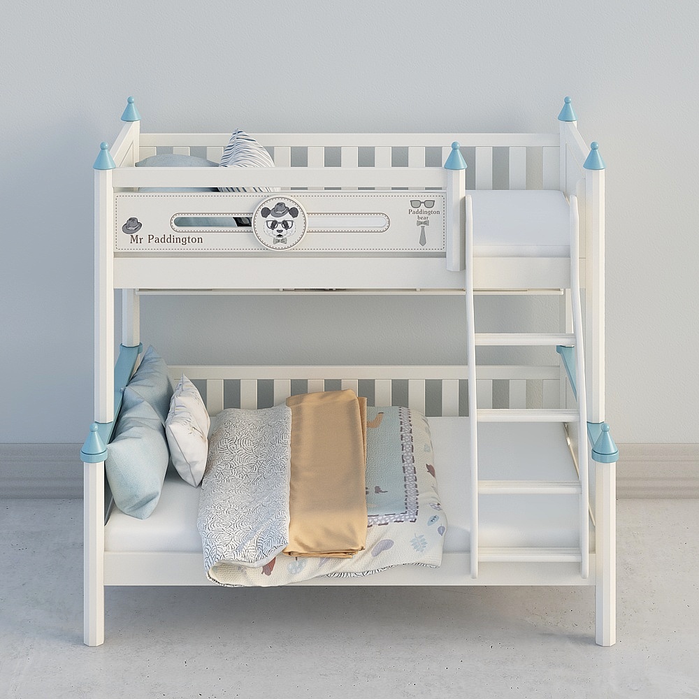 Lits superposés blancs A8925B (échelles suspendues)