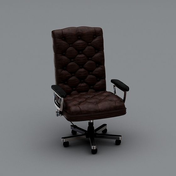 Elegant Brown Leather Office Chair 3D Model