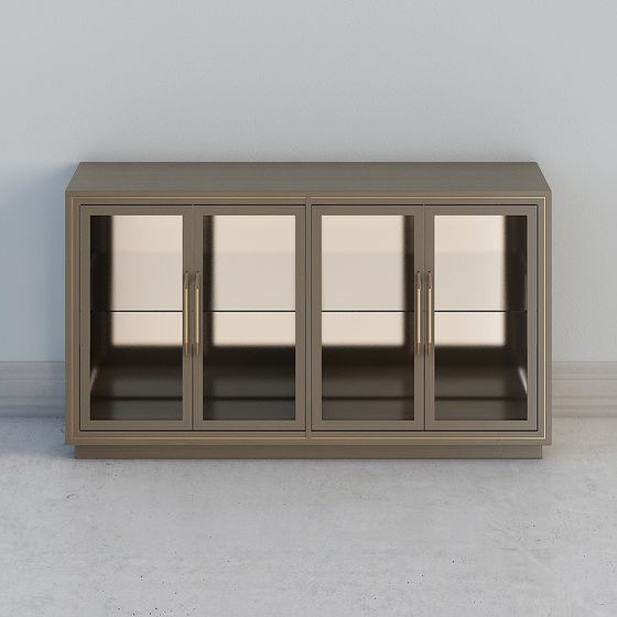 Elegant Glass Door Display Cabinet 3D model for Modern Spaces