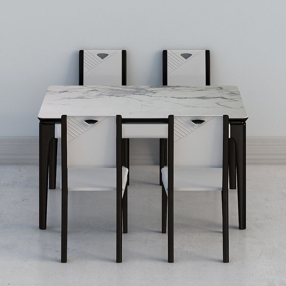 Modern Minimalist 3D Dining Table and Chairs Set