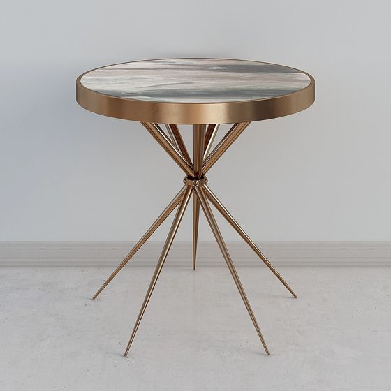 Marble Top Gold Tripod Table 3D model
