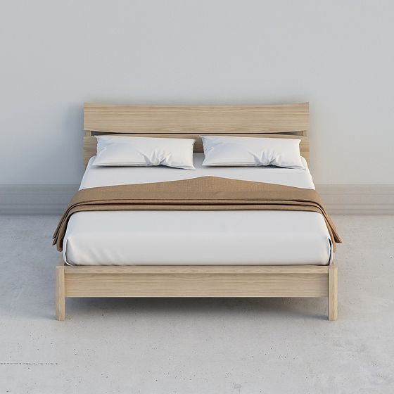 Elegant Low-Poly Bed Frame 3D model