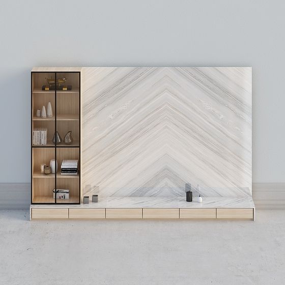 Stylish Marble TV Cabinet 3D model for Modern Spaces