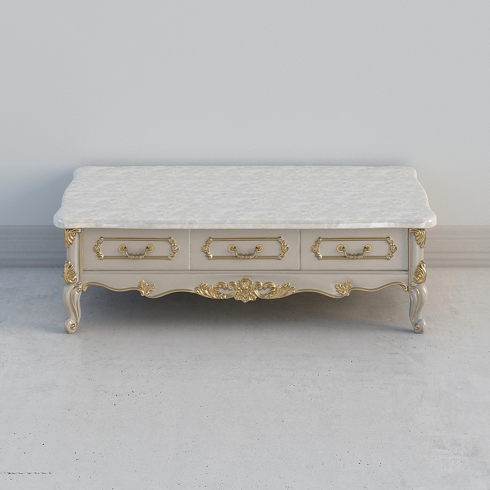 8803 Long Coffee Table - Ice Flower White - Premium Grey