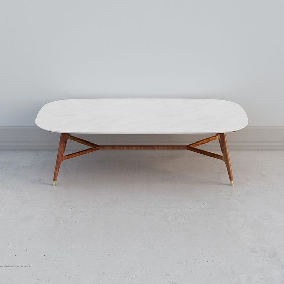 Elegant Oval Marble Coffee Table 3D model for Modern Interiors