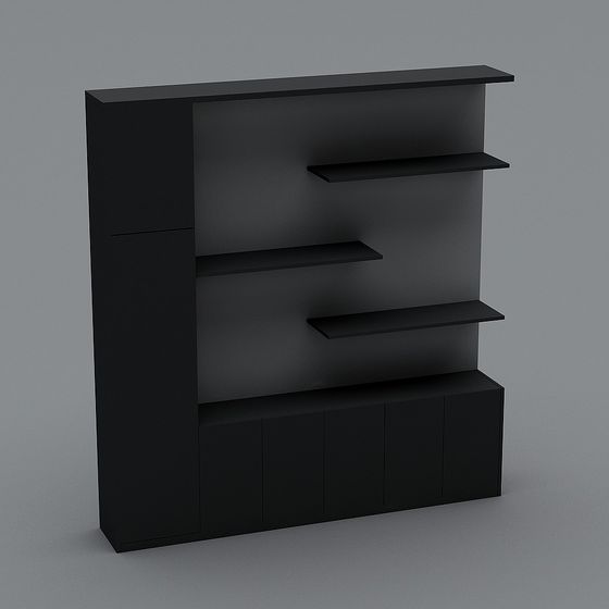Stylish Black Low-Polygon Bookshelf 3D model