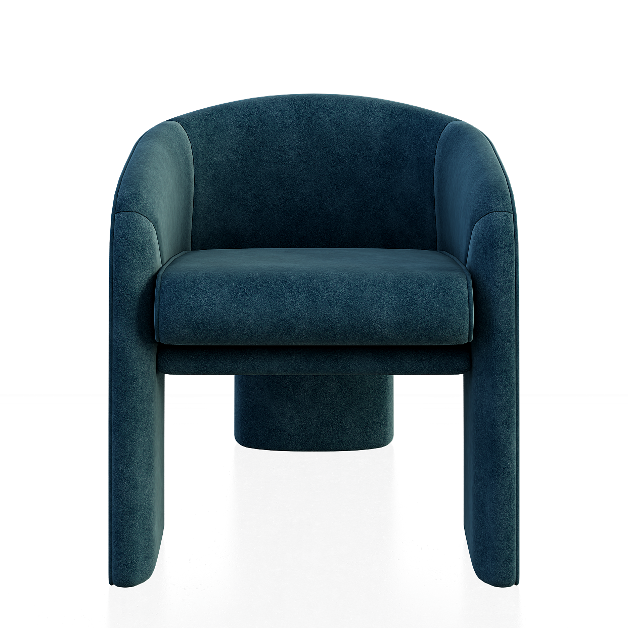 Velvet Armchair 3D Model – Mid-Century Blue Velvet