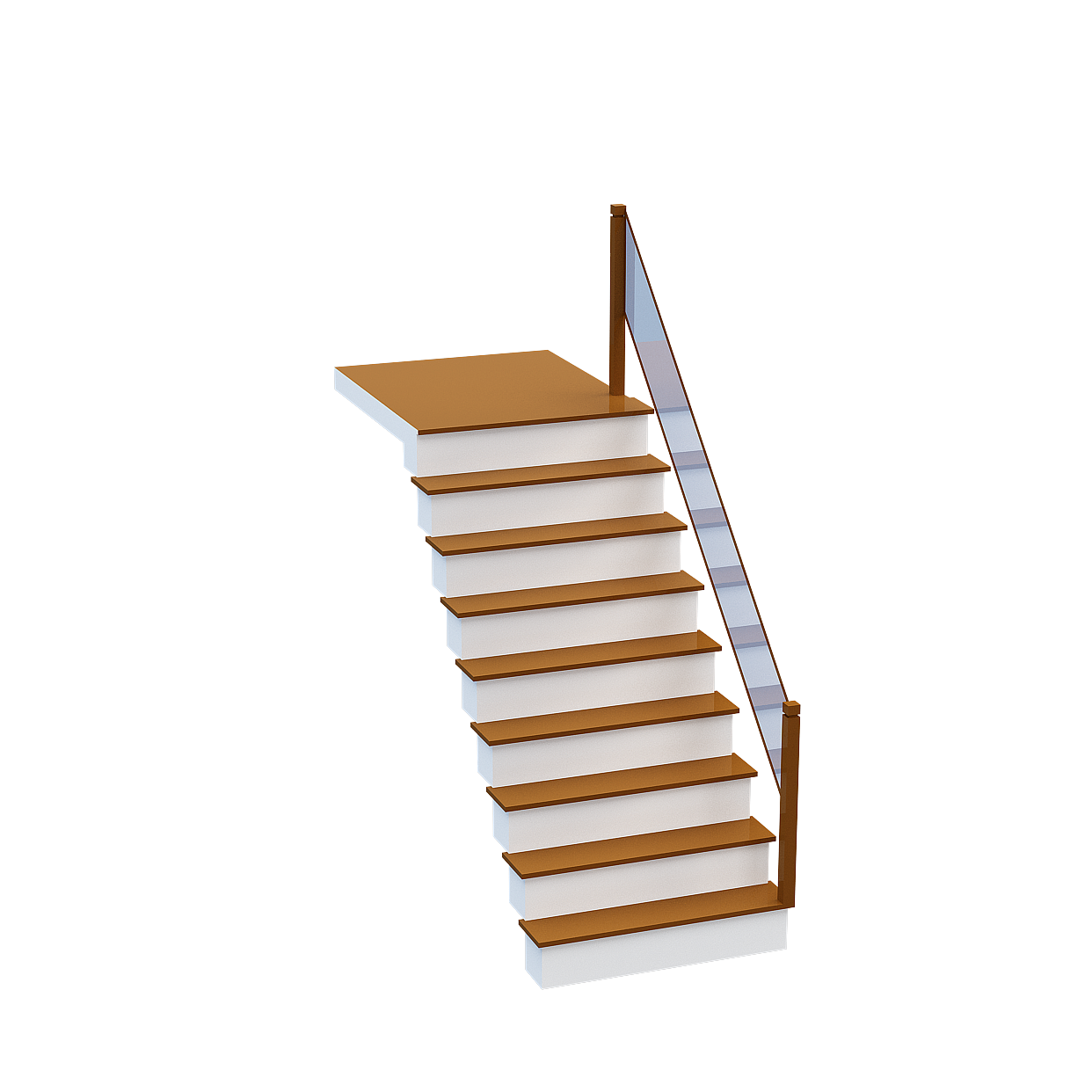 Modern Staircase 3D Model – Low-Poly Wooden Design