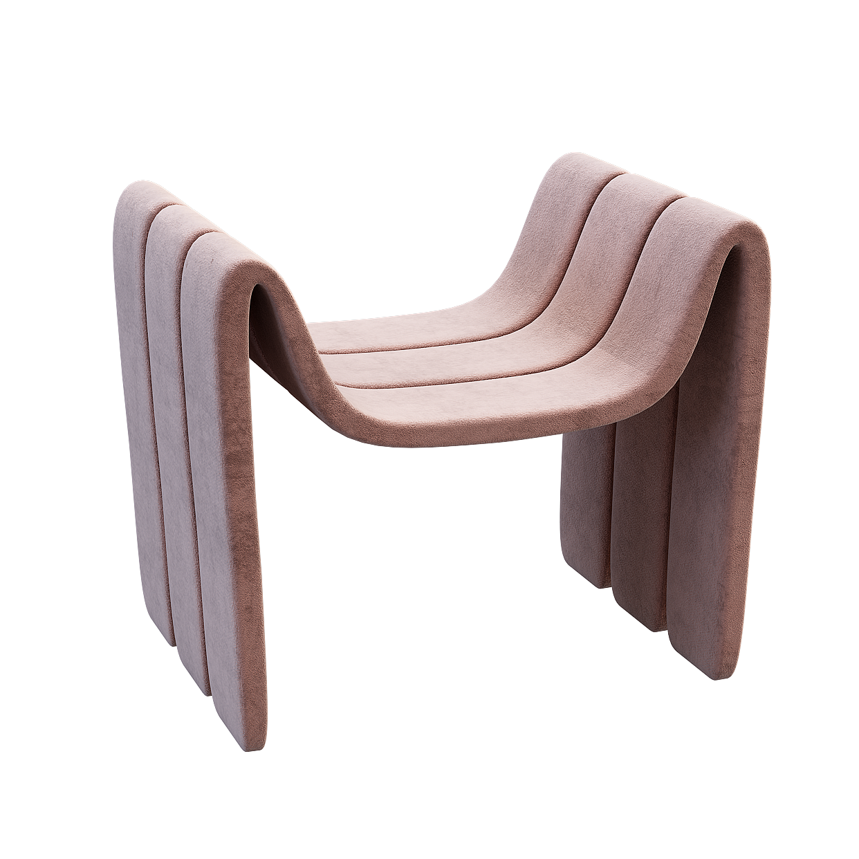 Curvilinear Low-Poly Chair 3D Model – Velvet Texture