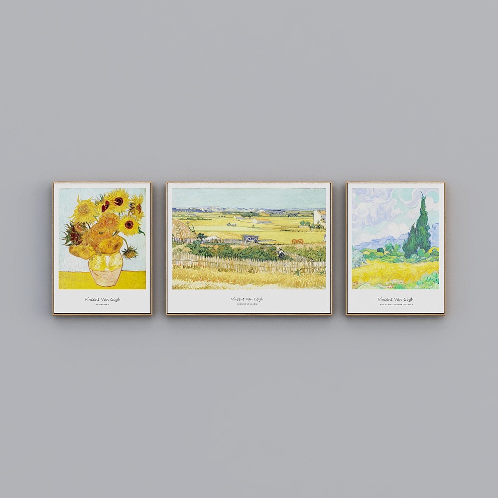 Courtesy full house with painting - modern living room decorative painting - triple - Van Gogh combination K