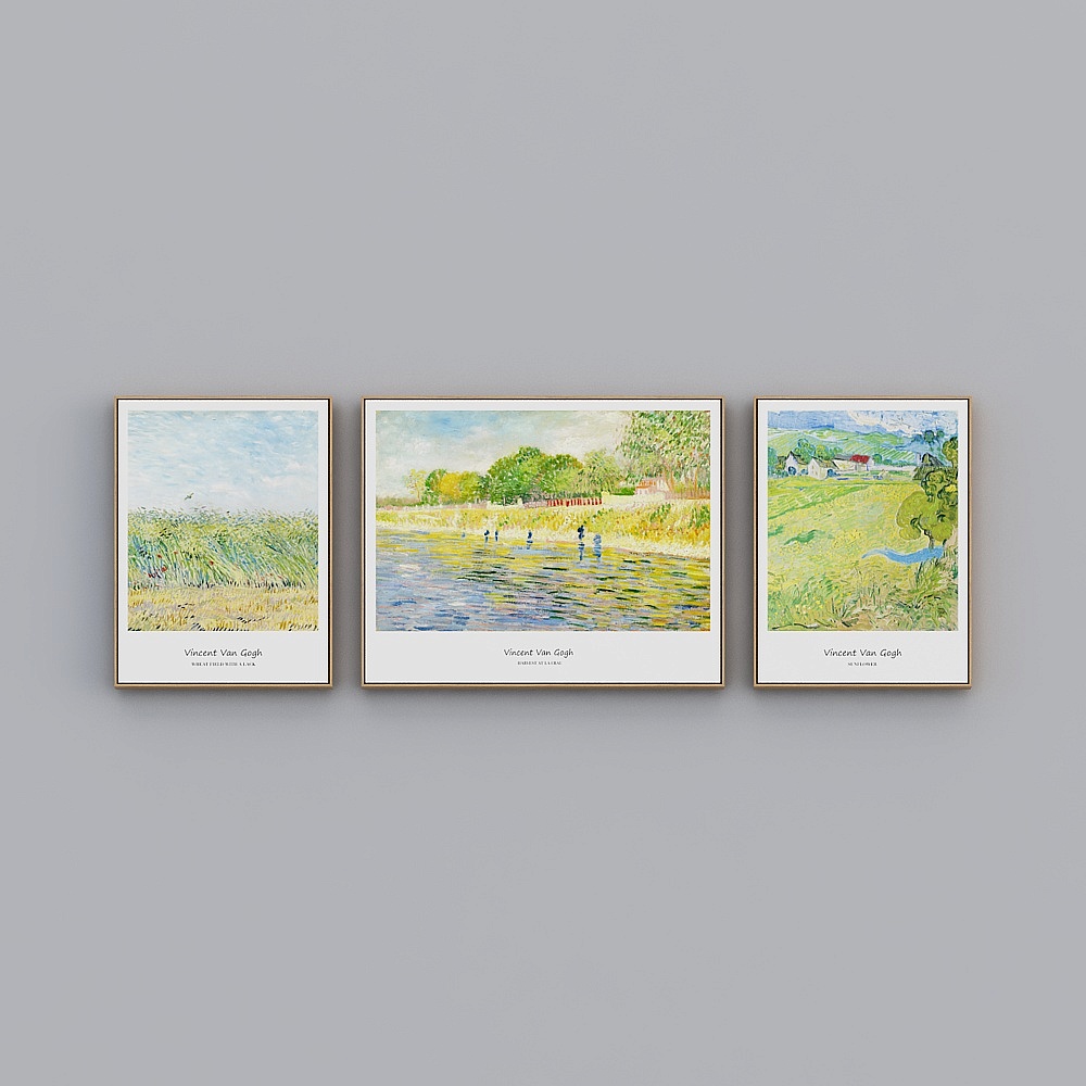 Courtesy full house with painting - modern living room decorative painting - triple - Van Gogh combination Q