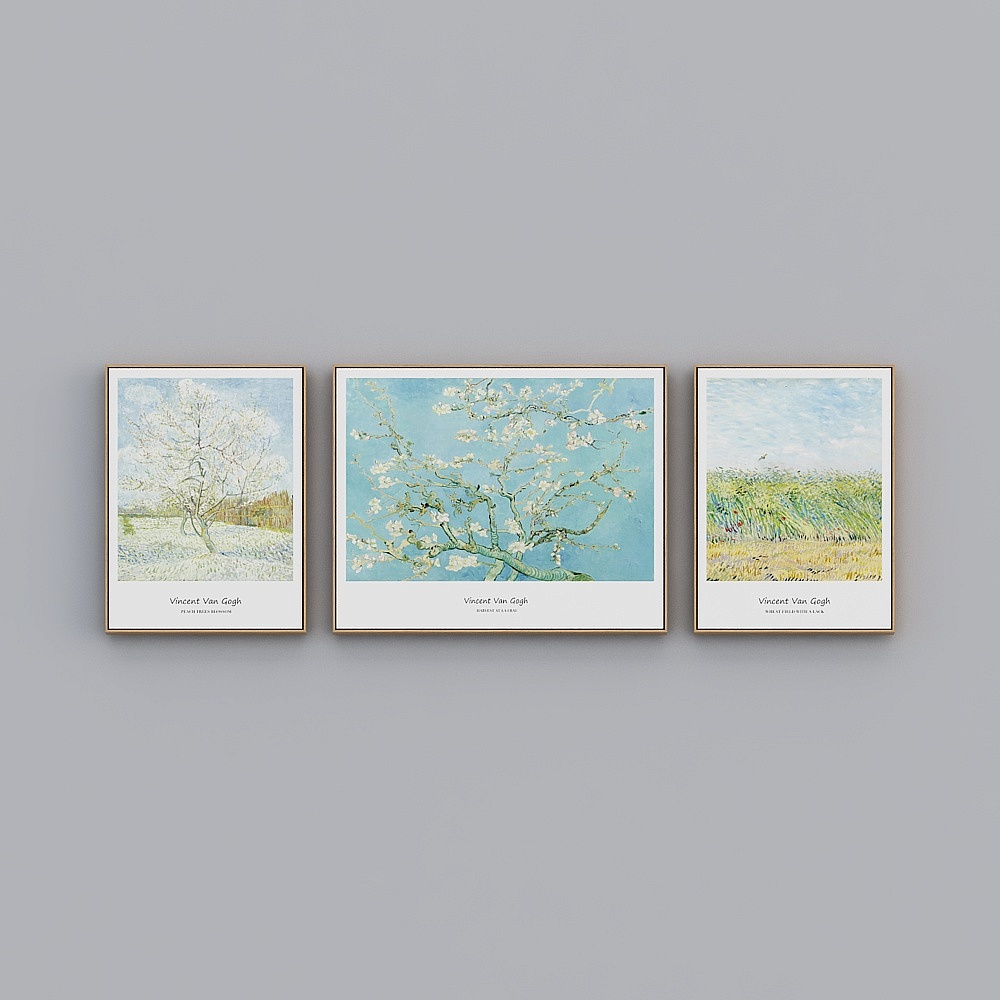 Courtesy Full House With Painting - Modern Living Room Decorative Painting - Triple -Van Gogh Combination R