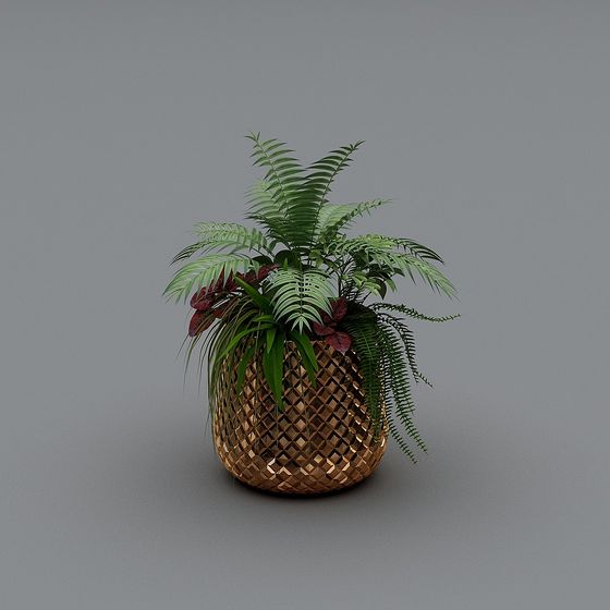 Golden Pineapple Planter 3D model for Creative Projects