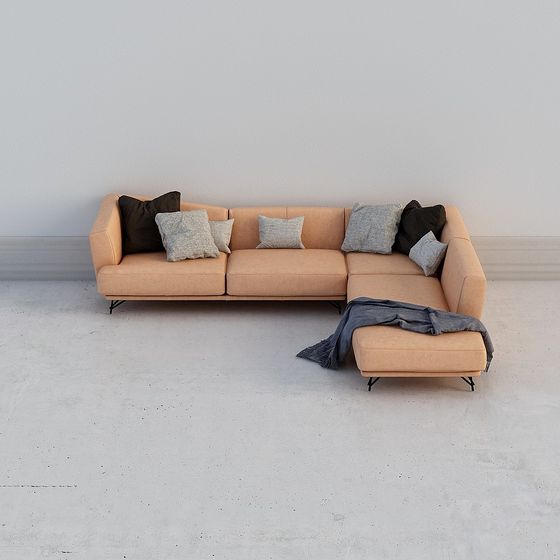 Modern Minimalist Beige Sofa 3D model