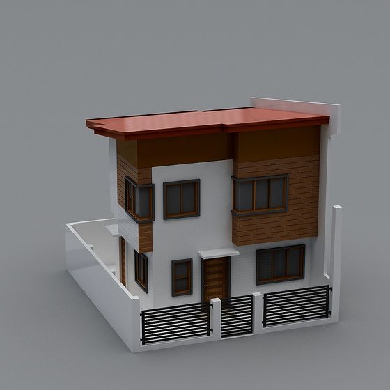 Stylish Low-Poly Modern House 3D model