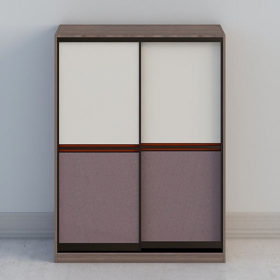 Modern Low-Poly Sliding Door Wardrobe 3D model