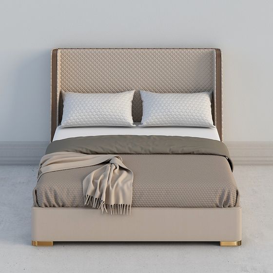 Stylish 3D Bed Model for Modern Bedroom Designs