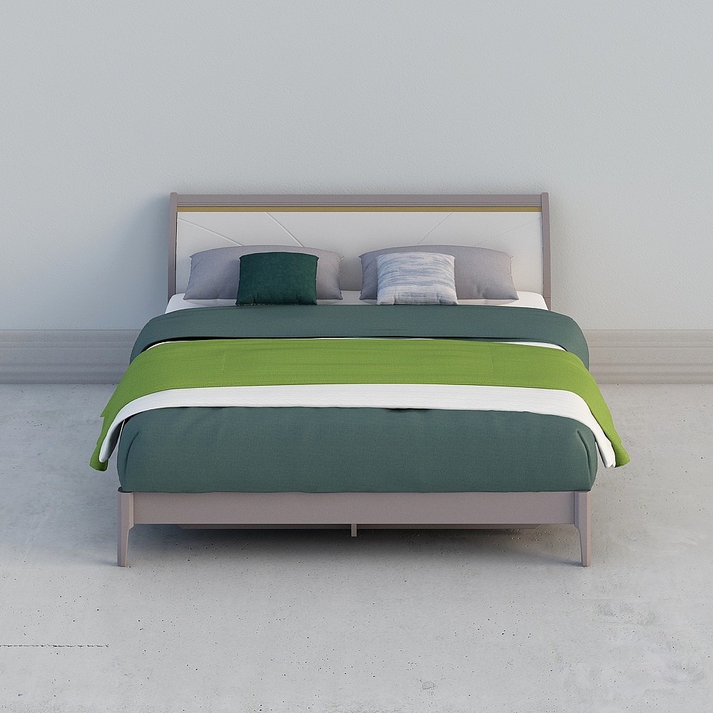 Modern Minimal Low-Poly Bed Frame 3D model