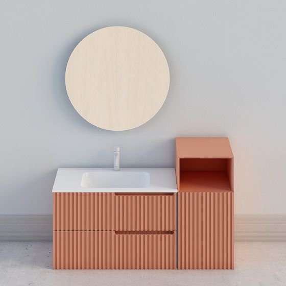 Contemporary Coral Bathroom Vanity 3D model