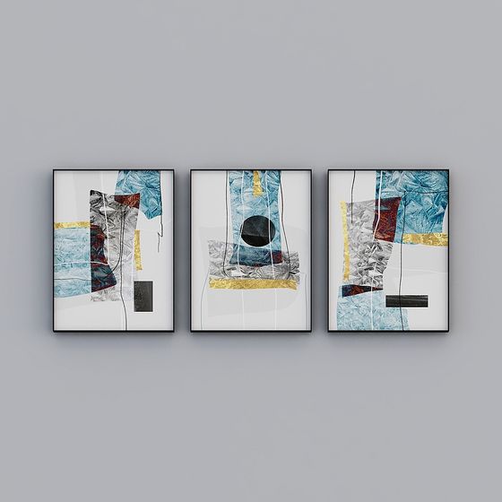 Triptych Abstract Art 3D Model
